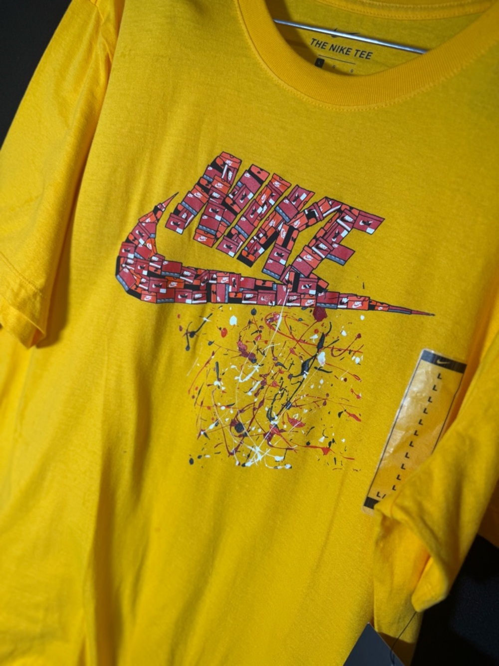 Nike Yellow Tee with custom design. Shoes, size 10, sold separately.
